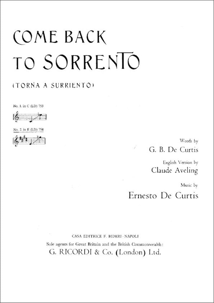 Come Back To Sorrento Eng-Ital Song E